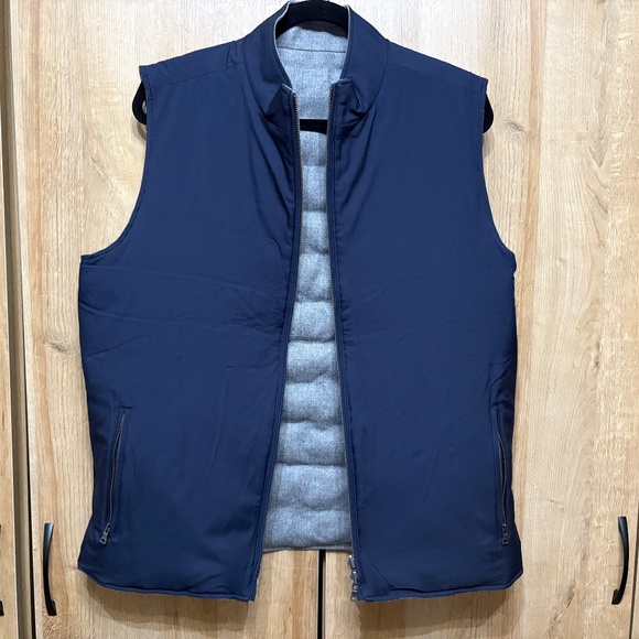 Peter Millar Gray Navy Whistler Reversible Vest Quilted Puffer NWOT M Full-Zip - Picture 10 of 16